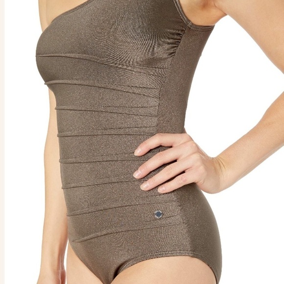 CALVIN Klein One Shoulder Starburst One Piece - Picture 2 of 11